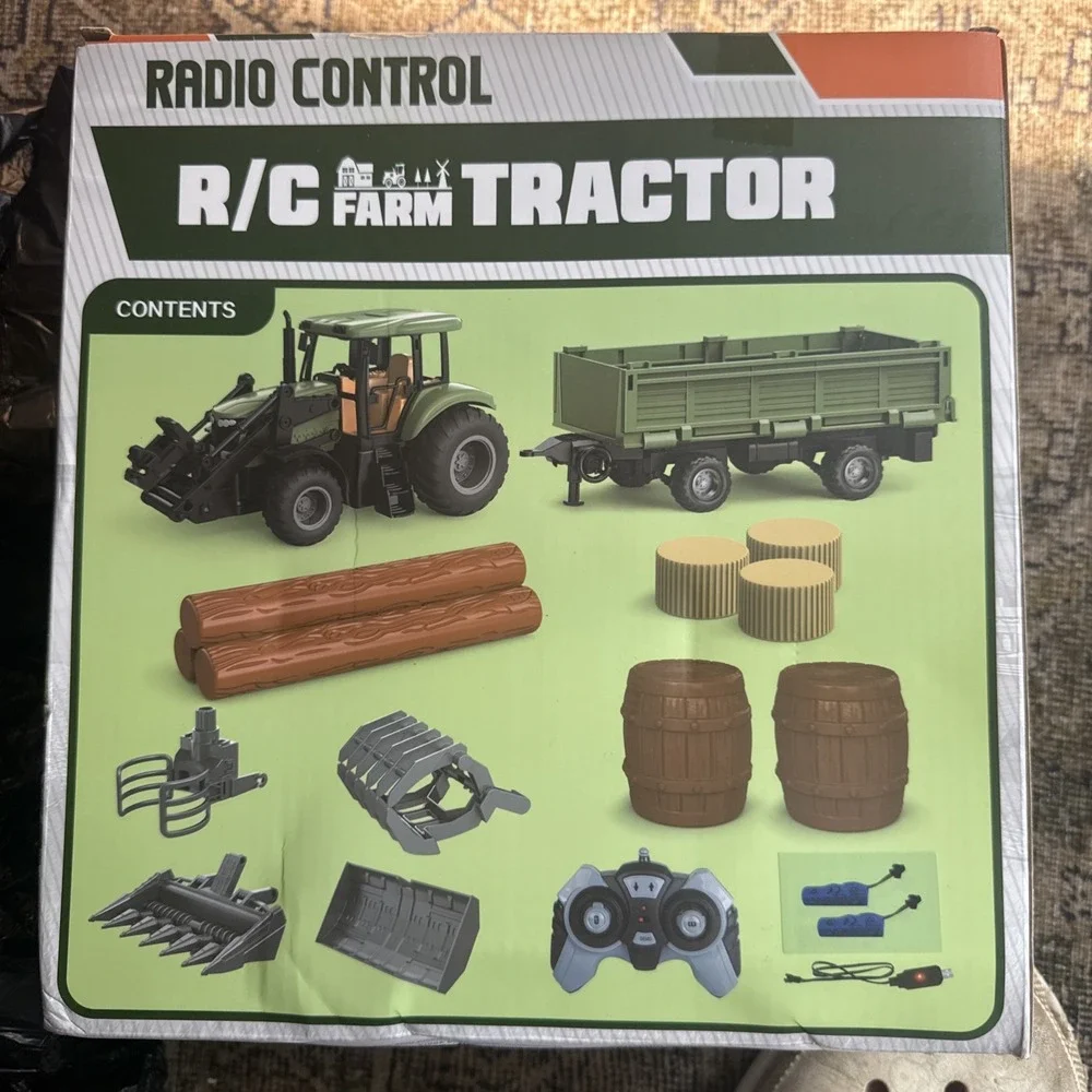 RC Farm Tractor w/ Trailer Remote Control Loader Attachments Accessories